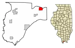Location of Karnak in Pulaski County, Illinois.