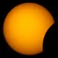 Fixed tripod image of a solar eclipse using a digital-SLR camera with a 500&nbsp;mm lens