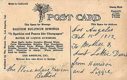 Radium Sulphur Springs - Melrose Ave. and Gower St., Los Angeles, Calif.