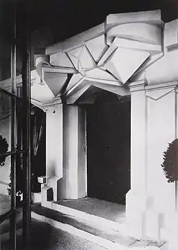La Maison Cubiste (Cubist House) at the Salon d'Automne, 1912, detail of the entrance. Photograph by Duchamp-Villon