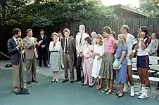 A reception for the 1981 American Davis Cup and Wightman Cup teams at the tennis court