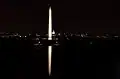 The Washington Monument seen in the Reflecting Pool from the roof of the Lincoln Memorial in June 2010