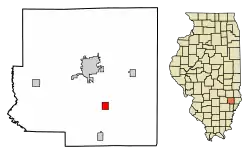 Location of Calhoun in Richland County, Illinois.