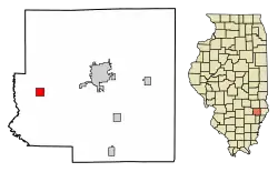 Location of Noble in Richland County, Illinois.