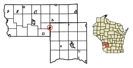 Location of Viola in Richland (lower right) and Vernon (upper left) Counties, Wisconsin.