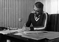 Working on script, 1986