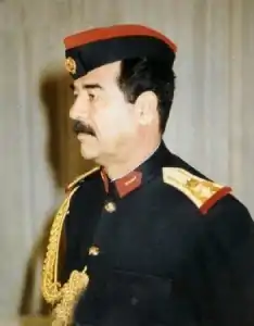 Image 14Saddam Hussein, a leading member of the revolutionary Arab Socialist Ba'ath Party, served as the fifth president of Iraq from 16 July 1979 until 9 April 2003. (from History of Iraq)