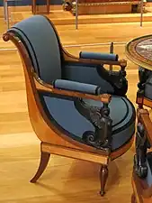 Armchair of the salon of Madame Récamier; attributed to Jacob Frères; c.1798; various types of wood; 84.5 x 62.2 x 62&nbsp;cm; Louvre