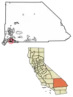 Location of Colton in San Bernardino County, California.