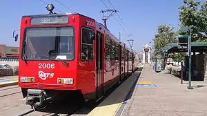 A trolley at Santee Town Center station