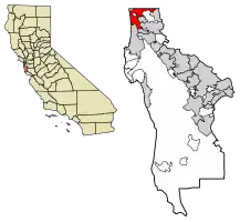 Location of Daly City in San Mateo County, California