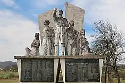 Monument to the victims of the First and Second World War, destroyed by the Chinese road building company in 2023