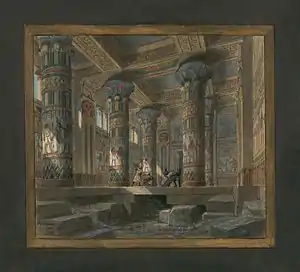 Set design by Philippe Chaperon for Act4 sc2 of Aida by Verdi 1880 Paris