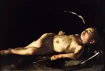 CaravaggioSleeping Cupid. 72 × 105&nbsp;cm.