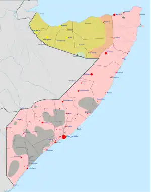 SVG map showing relative control of the central government, Somaliland, and other actors