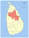 Map indicating the extent of North Central Province within Sri Lanka