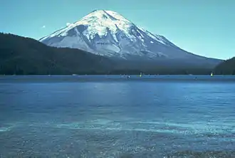 Mt St.&nbsp;Helens before the 1980 eruption (taken from Spirit Lake)