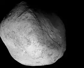 Tempel&nbsp;1 from the Stardust-NExT spacecraft during closest approach.