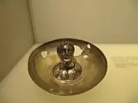 Phiale uncovered in eastern Georgia, featuring a bust of a bearded male, Georgian National Museum