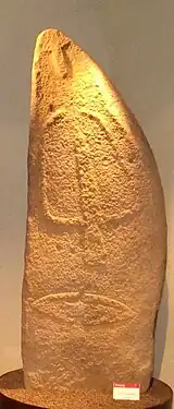 A neolithic Sardinian menhir (c. 2500&nbsp;BC) recovered at Laconi and assigned to the Abealzu-Filigosa culture