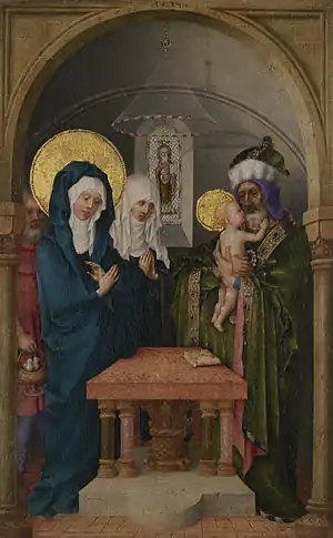 Presentation of Christ in the Temple, c. 1445, 37.6 x 23.7&nbsp;cm. Reverse of the Crucifixion. Calouste Gulbenkian Foundation, Lisbon