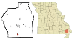 Location of Bernie, Missouri