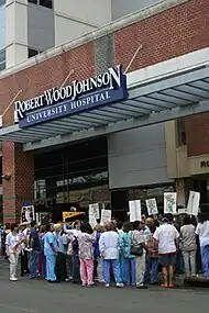 Image 15Registered nurses on strike in 2006 outside Robert Wood Johnson University Hospital.