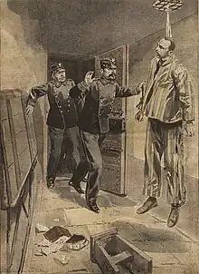 Illustration of the suicide of Gaetano Bresci