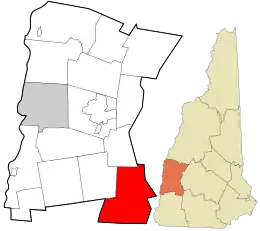 Location in Sullivan County and the state of New Hampshire