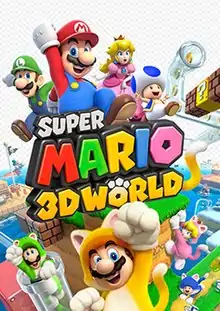 Artwork featuring the playable characters in a colorful 3D landscape, both in their ordinary outfits and wearing their "cat suit" power-ups
