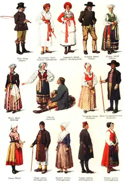 Image 12Traditional Swedish national costumes according to Nordisk Familjebok. (from Culture of Sweden)