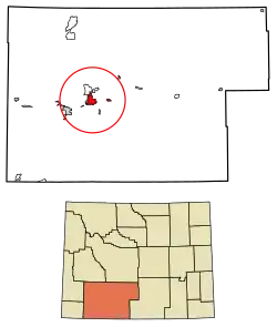 Location of Rock Springs in Sweetwater County, Wyoming.