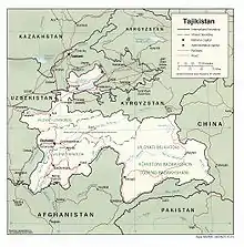 Image 242001 map of Tajikistan including road and rail network (from Transport in Tajikistan)