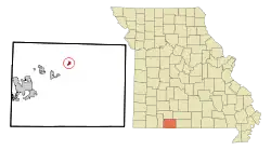 Location of Taneyville, Missouri