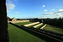 Aberdour Castle walled garden with sundial