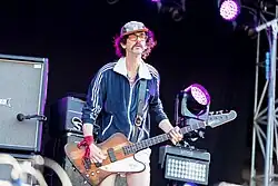 Poullain performing with The Darkness in 2018