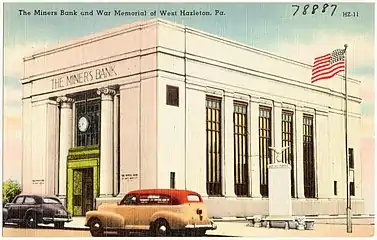 The Miners Bank and War Memorial, West Hazleton