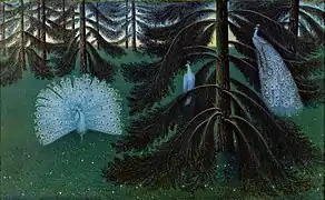 The Peacocks (1896), pastel on paper, mounted on canvas, 59.5 x 99&nbsp;cm., Royal Museums of Fine Arts of Belgium, Brussels