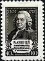 Linnaeus on a 1957 postage stamp from the Soviet Union
