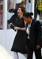 Hahn walking and laughing