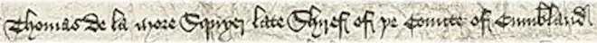 Scan of de la More's name and title extracted from  a contemporary document