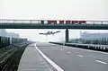 An A-10 Thunderbolt II aircraft lands on the autobahn A29 near city of Ahlhorn during NATO-exercise "Highway 84".