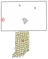 Location of Kempton in Tipton County, Indiana.