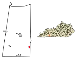 Location of Allensville in Todd County, Kentucky