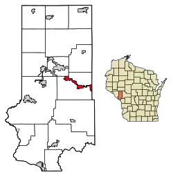 Location of Blair in Trempealeau County, Wisconsin.