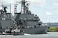 ROKS Yang Man-chun is escorted by a U.S. Navy tugboat as it enters Pearl Harbor prior to RIMPAC 2008.
