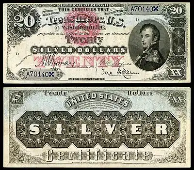 $20 Silver Certificate, Series 1878, Fr.307, depicting Stephen Decatur
