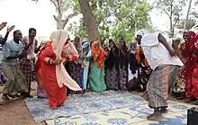 Image 52Somalis performing the folk dance called Dhaanto (from Culture of Somalia)
