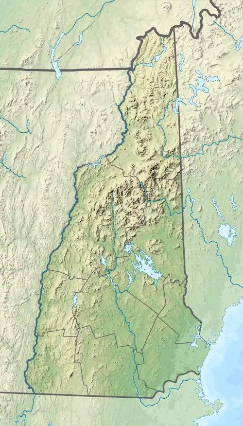 Location of Powder Mill Pond in New Hampshire, USA.