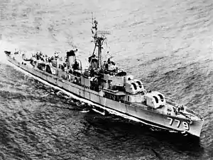 USS Douglas H. Fox (DD-779) underway in the 1950s